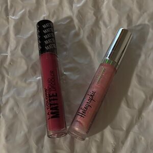 L.A. Colors Matte Liquid Lip Color & Holographic Lip Gloss Duo - Pink Shades